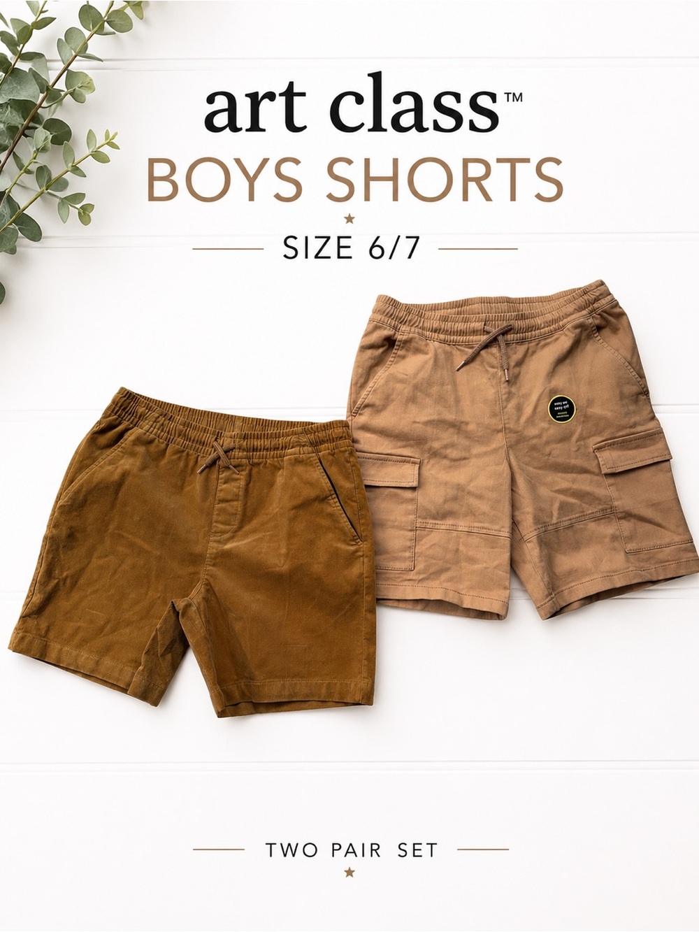 Cat & Jack Boys Shorts Set 2-Pack Size 6/7 Pull-On Cargo Casual NWT